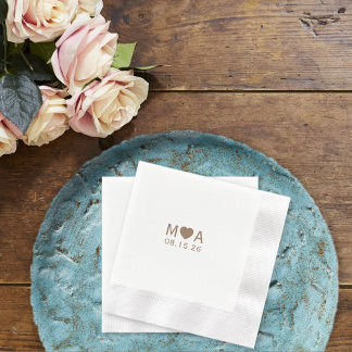 Guardanapo De Papel Coração de Amor do Monograma do Casal de Casamento