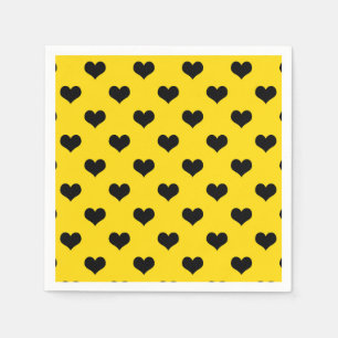 Guardanapo De Papel Coração de Amor Negro Em Fundo Amarelo