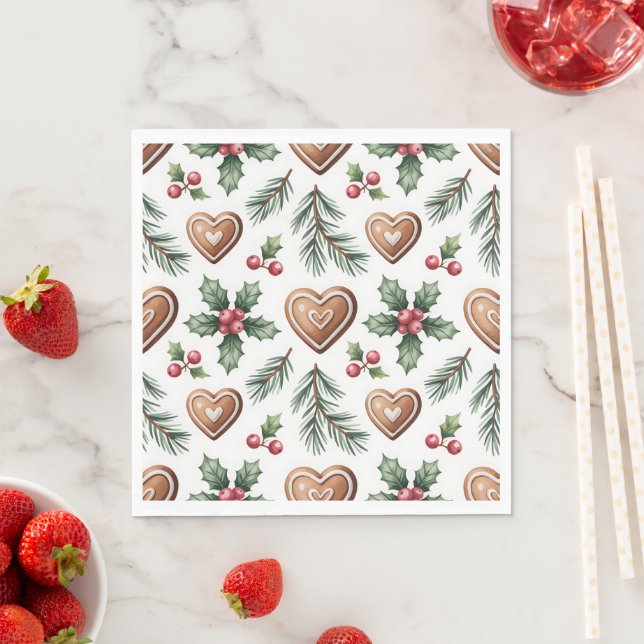 Guardanapo De Papel Coração de Biscoito de Natal Padrão de Festa (Insitu)