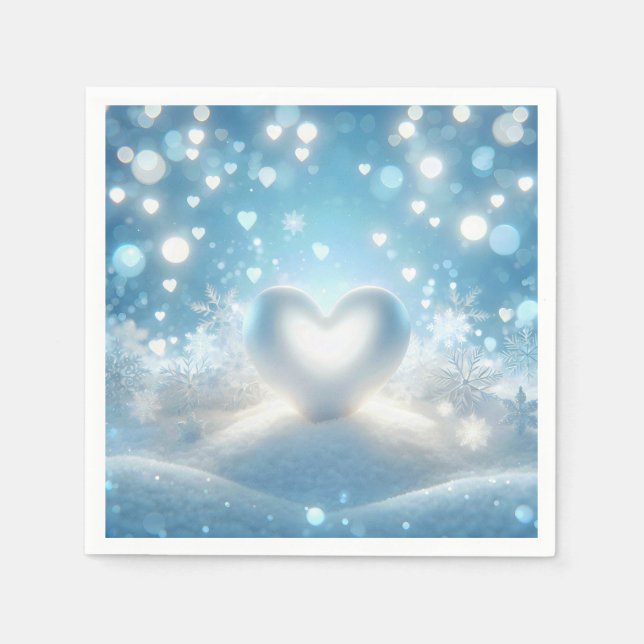Guardanapo De Papel Coração de inverno de Natal (Frente)