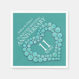 Guardanapo De Papel Coração de turquesa do 11 Casamento