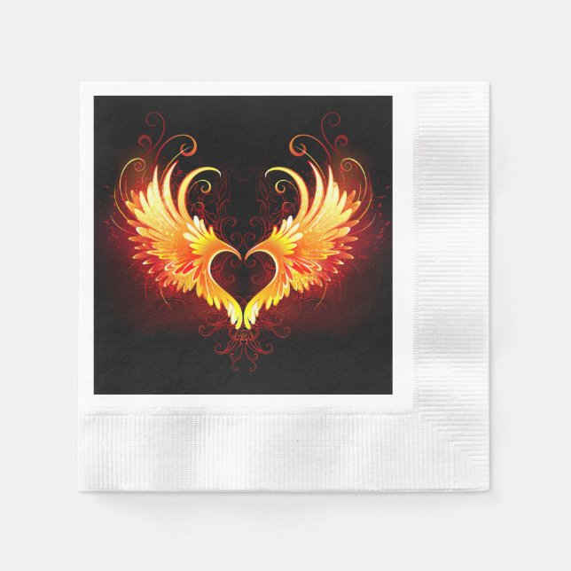 Guardanapo De Papel Coração do Anjo Fogo com Asas (Frente)