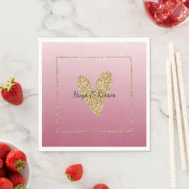 Guardanapo De Papel Coração Dourado da Luminária Rosa