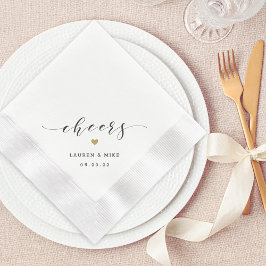 Guardanapo De Papel Coração Dourado Moderno Parabeniza Casamento