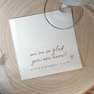 Guardanapo De Papel Coração em estilo de nota de amor manuscrita para