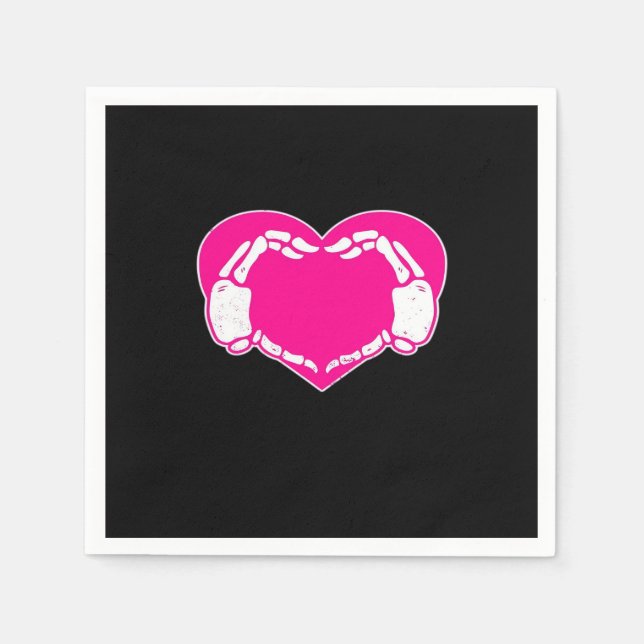 Guardanapo De Papel Coração Esqueleto Mãos Namorados Gótico Clássico (Frente)