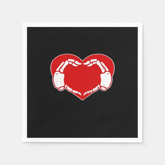 Guardanapo De Papel Coração Esqueleto Mãos Namorados Gótico Clássico V (Frente)