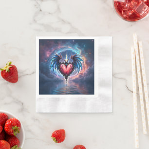 Guardanapo De Papel Coração Flamebound da Lua – Amor Cósmico Gótico