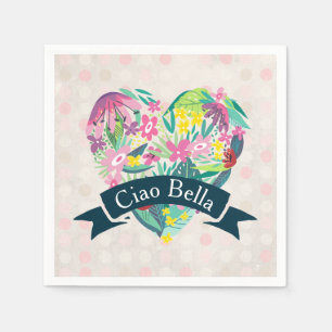 Guardanapo De Papel Coração Floral de Ciao Bella Cute com Flores Tropi