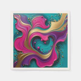Guardanapo De Papel Coração Giratório Abstrato Ousado – Arte Colorida
