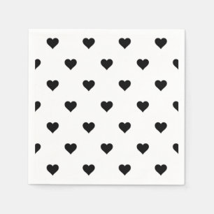 Guardanapo De Papel Coração Negro e Branco romântico Elegante para Cas