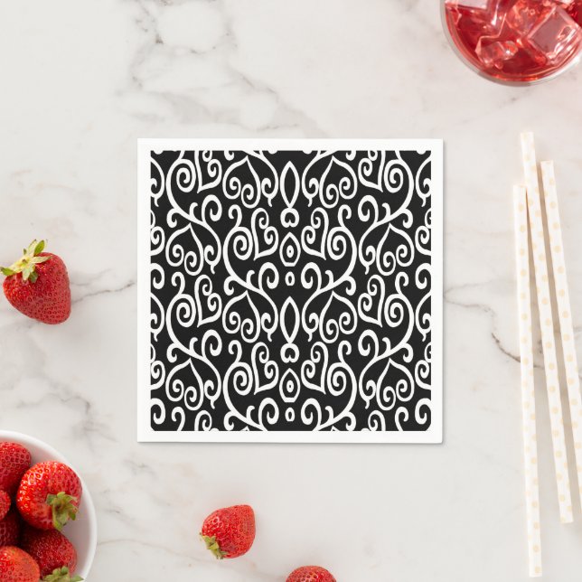 Guardanapo De Papel Coração Preto e Branco (Insitu)