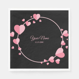 Guardanapo De Papel Coração Rosa Preto Geométrico Festa de Casamento E