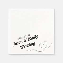 Guardanapo De Papel Coração Simples Com Nome Casamento Napkins