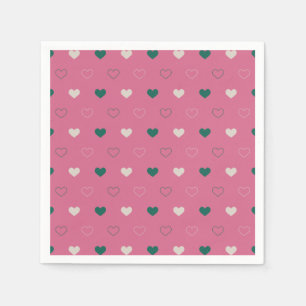 Guardanapo De Papel Coração Simples Fofo Sem Costura rosa / verde