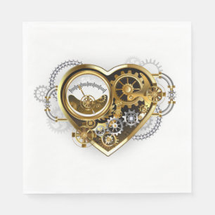 Guardanapo De Papel Coração Steampunk com Manômetro