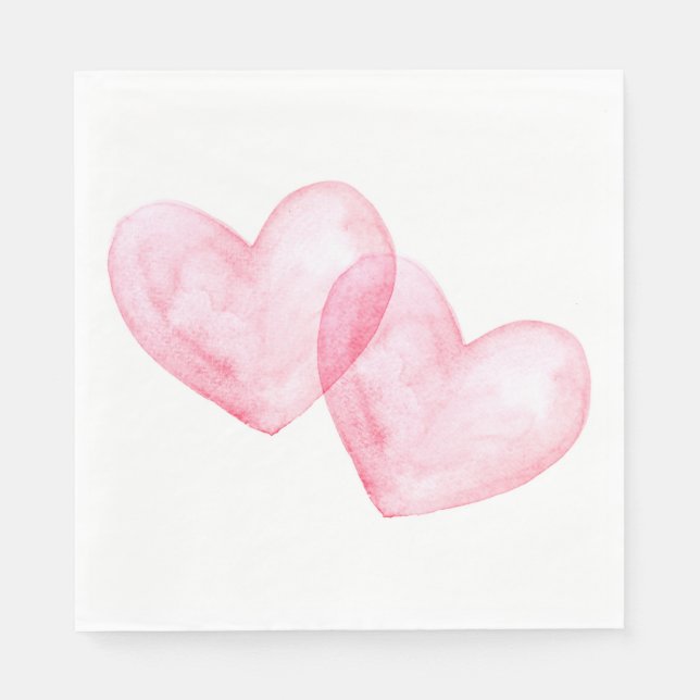 Guardanapo De Papel Corações Bonitos Cor de Água Cor Rosa Casamento Co (Frente)