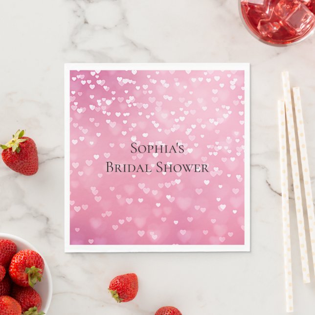 Guardanapo De Papel Corações Brancos de Aniversário Rosa (Insitu)