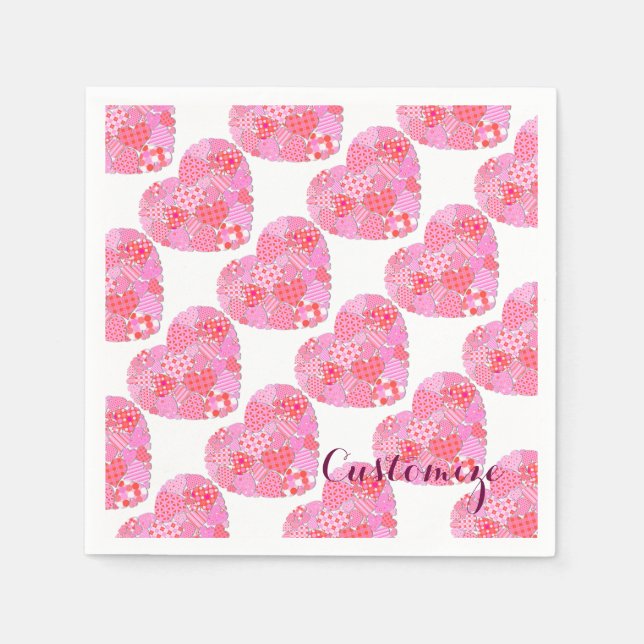 Guardanapo De Papel Corações Brancos Nápoles Brancos (Frente)