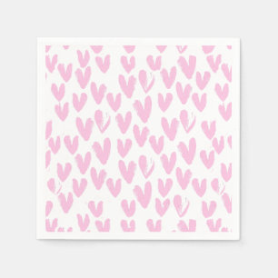 Guardanapo De Papel Corações cor-de-Abstrato rosa em branco