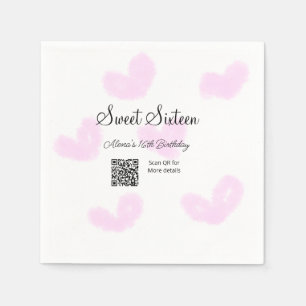 Guardanapo De Papel Corações cor-de-água rosa QR Doce dezesseis anos