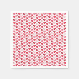 Guardanapo De Papel Corações de Aquarela Vermelhos e Rosas no Dia dos