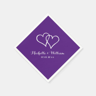 Guardanapo De Papel Corações de bloqueio do roxo real que wedding