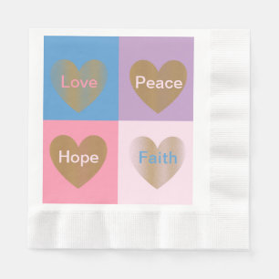 Guardanapo De Papel Corações de Fé Amor Esperança Paz Cozinham Napkins