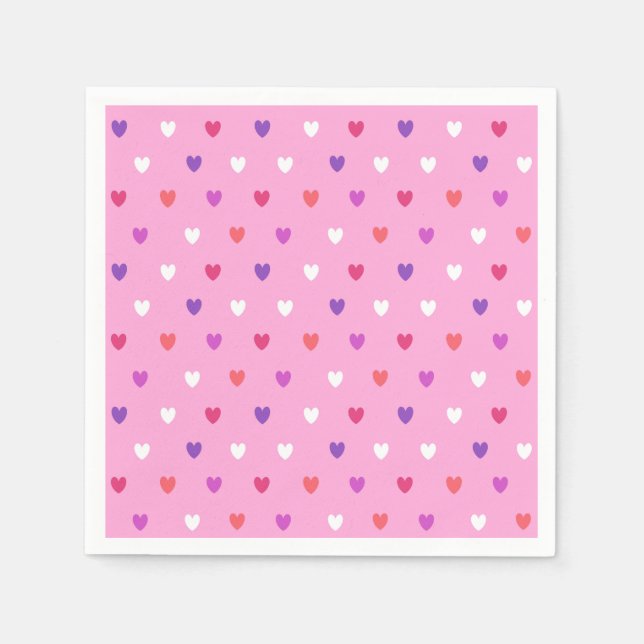 Guardanapo De Papel Corações de polca a rosa (Frente)
