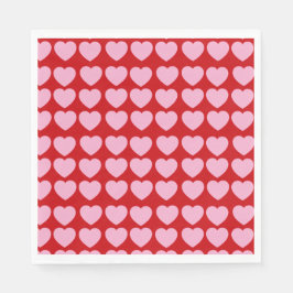 Guardanapo De Papel Corações de São Valentão Rosa em Vermelho