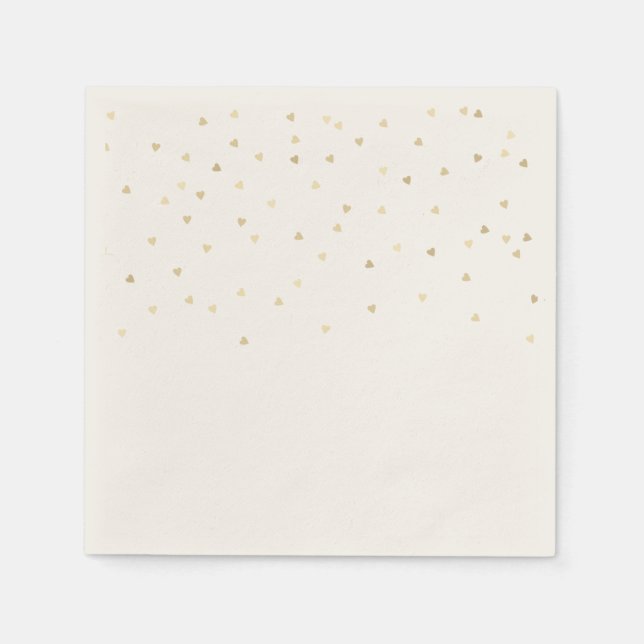 Guardanapo De Papel Corações Dourados chovendo Papel Napkins Conjunto  (Frente)