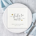 Guardanapo De Papel Corações Dourados modernos Futuro Sra. Chá de pane<br><div class="desc">Guardanapos de papel de chá de panela personalizados com "futura Sra." na caligrafia moderna de na moda com design de corações de ouro.</div>