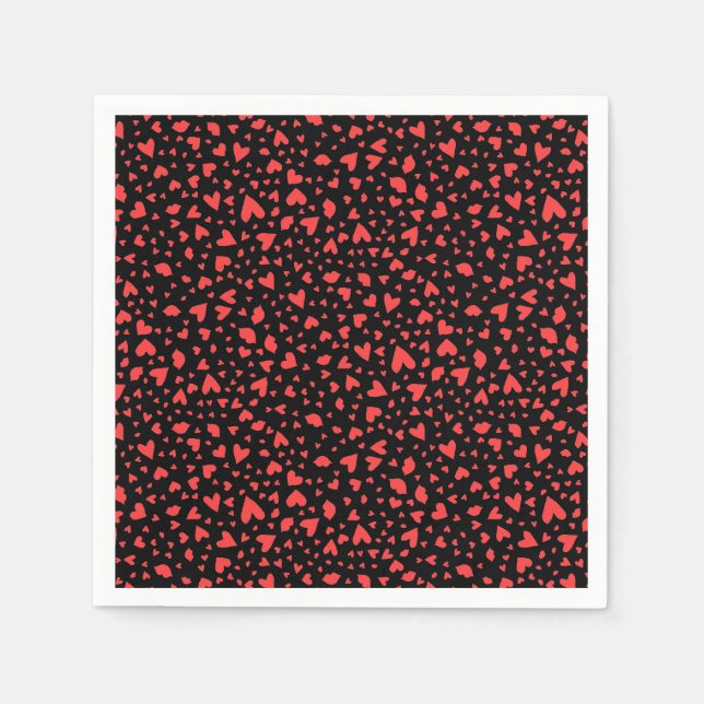 Guardanapo De Papel Corações e beijos vermelhos (Frente)