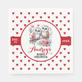 Guardanapo De Papel Corações e Corujas Vermelhos