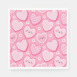 Guardanapo De Papel Corações e flores cor-de-rosa, Festa de aniversári
