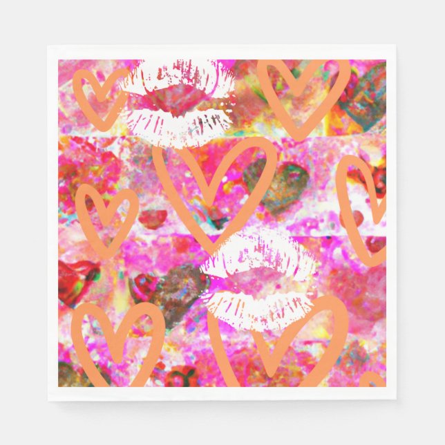 Guardanapo De Papel Corações e Lábios (Frente)