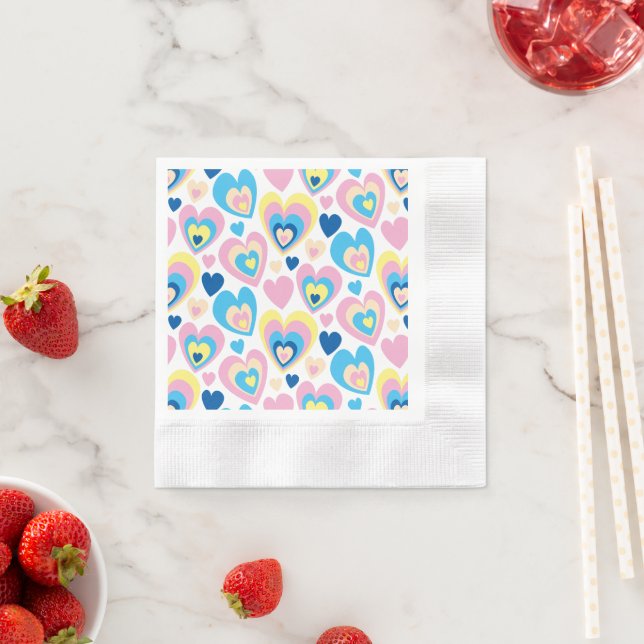 Guardanapo De Papel Corações Pastel. (Insitu)