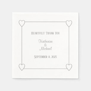 Guardanapo De Papel Corações Românticos Casamento Simples Branco Moder
