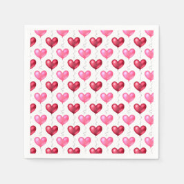 Guardanapo De Papel Corações Rosa e Vermelhos Dia dos Namorados Amor