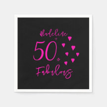 Corações Rosa Quente Preto e Elegante Moderno 50º