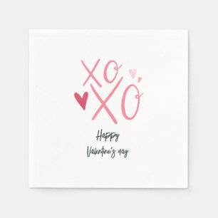 Guardanapo De Papel Corações Rosa "XOXO" Feliz Dia dos Namorados