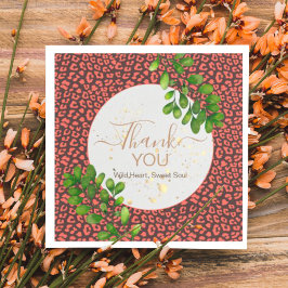 Guardanapo De Papel Coral Brown Leopard Print Thank You