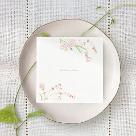 Guardanapo De Papel Coral Floral Branco, Rosa e Creme Floral