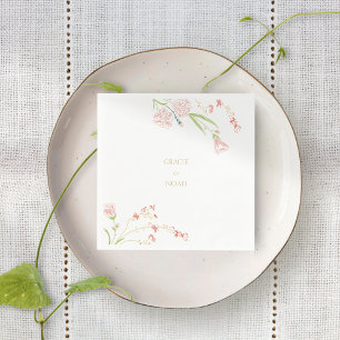 Guardanapo De Papel Coral Floral Branco, Rosa e Creme Floral