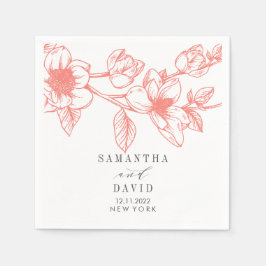 Guardanapo De Papel Coral Magnolia Flowers florais de casamentos perso