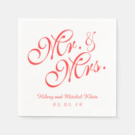 Guardanapo De Papel Coral Red Sr. e Sra. Wedding Paper Napkins