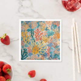 Guardanapo De Papel Coral Turquesa Amarelo Laranja Praia