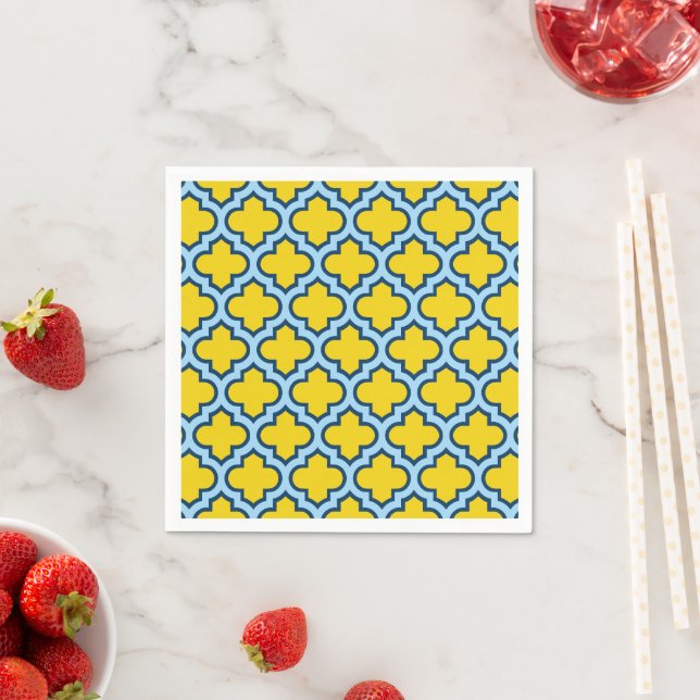Guardanapo De Papel Corante amarelo e azul-bebê, latido, quatrefoil (Insitu)
