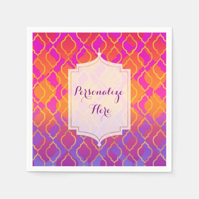 Guardanapo De Papel Corantes Brilhantes Partido Árabe-marroquino Glam  (Frente)