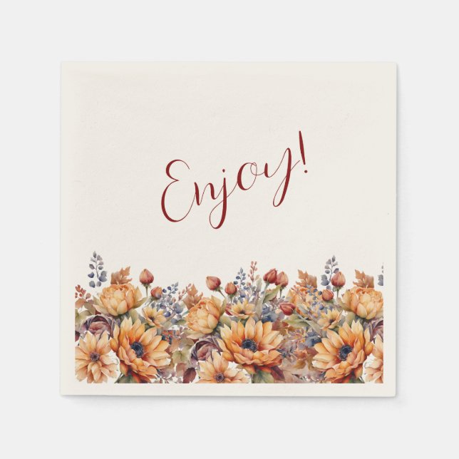 Guardanapo De Papel Cores d'água e Flores - Ação de Graças (Frente)